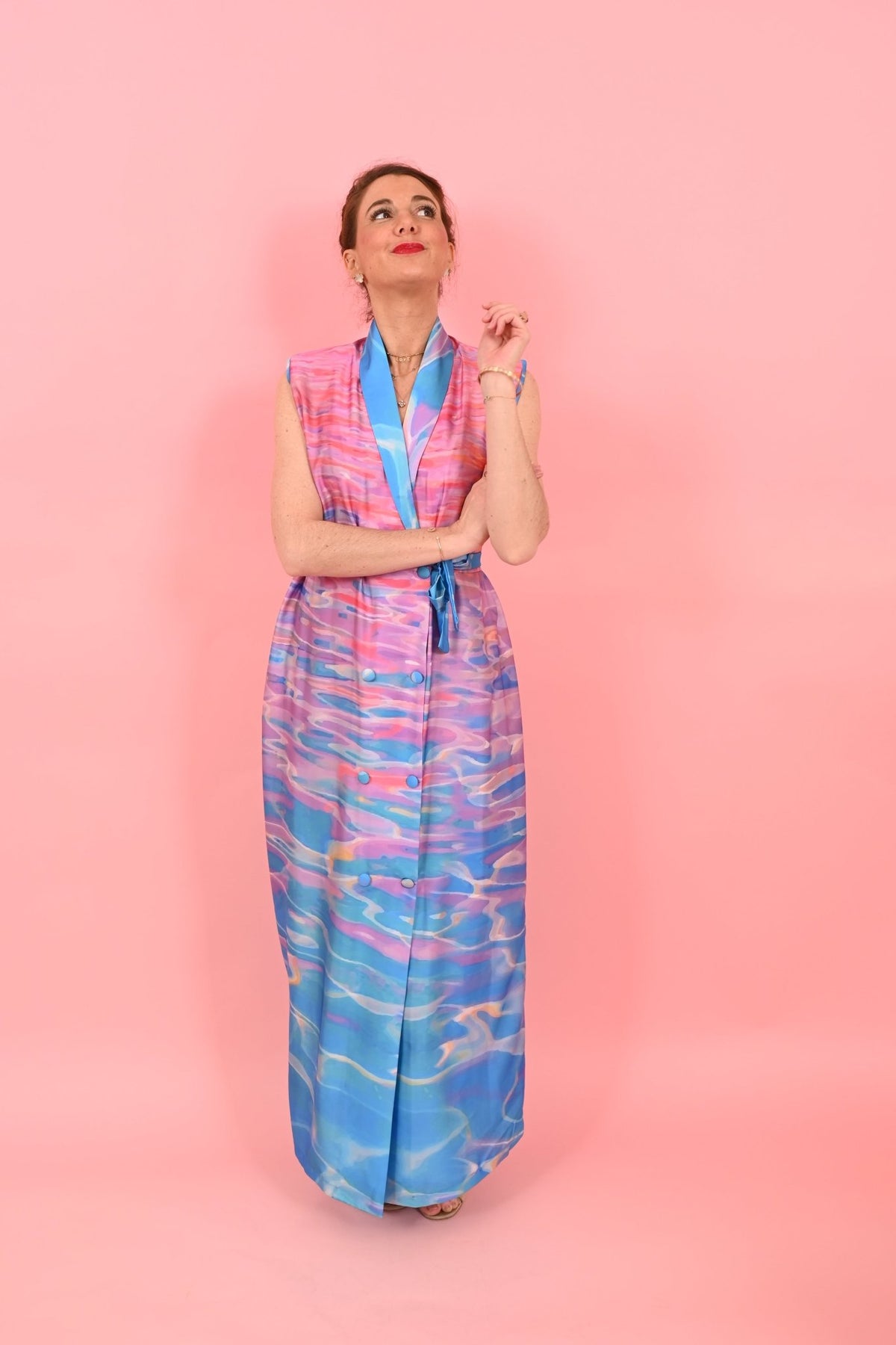 Jack Dress Blue Pink Waves| فستان نسائي - Maison Clad