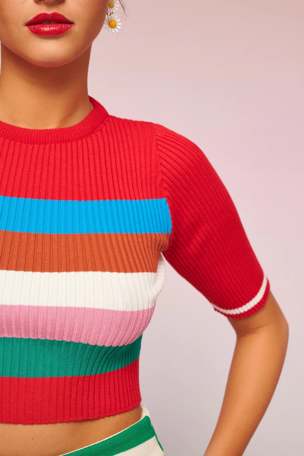 Lora Knitted Top Red | قميص نسائي - Maison Clad