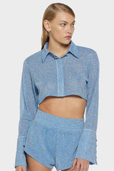 LUMIERE CROP SHIRT Crystal | قميص علوي نسائي - Maison Clad