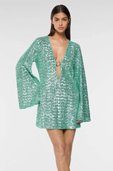 LUMIERE O - PAILLETTE KAFTAN AQUA | لباس المرأة - Maison Clad