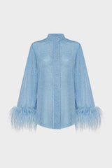 LUMIERE PLUMAGE LONG SHIRT Crystal | قميص علوي نسائي - Maison Clad