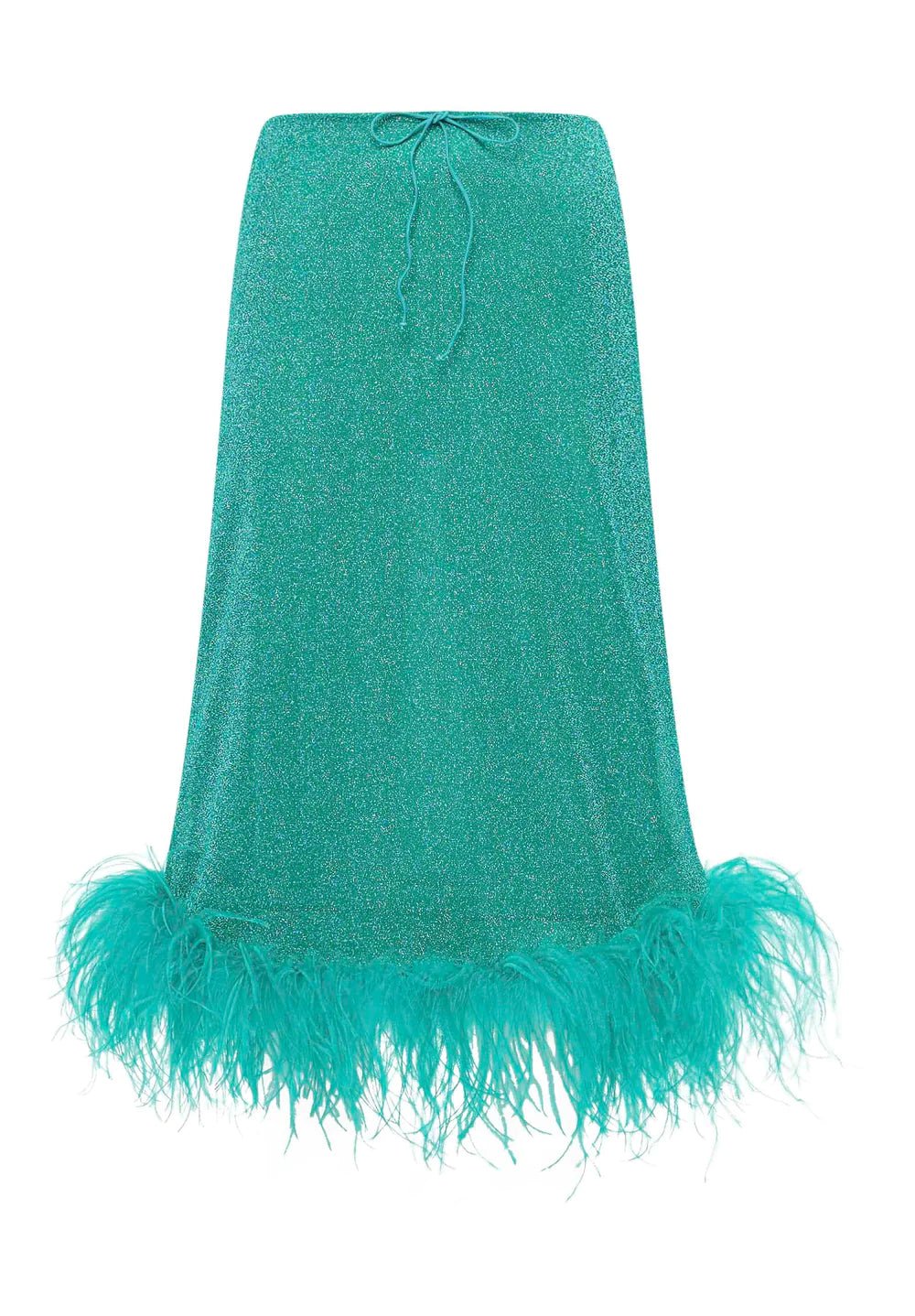 LUMIERE PLUMAGE MIDI SKIRT AQUAMARINE & CITRON | تنورة نسائية - Maison Clad