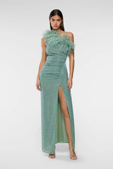 LUMIERE PLUMAGE ONE SHOULDER DRESS AQUA | لباس المرأة - Maison Clad