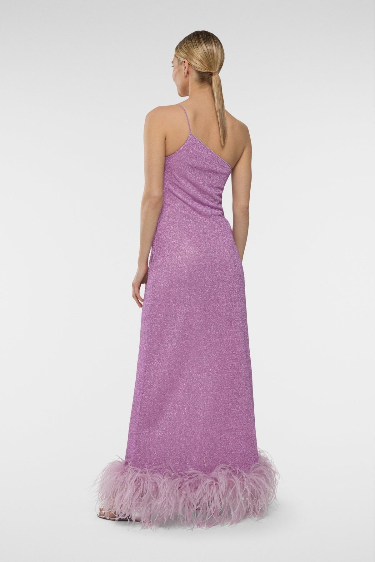 LUMIERE PLUMAGE ONE SHOULDER DRESS LILAC| لباس المرأة - Maison Clad