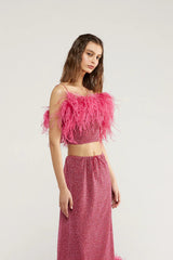 LUMIERE PLUMAGE TOP RASPBERRY | قميص علوي نسائي - Maison Clad