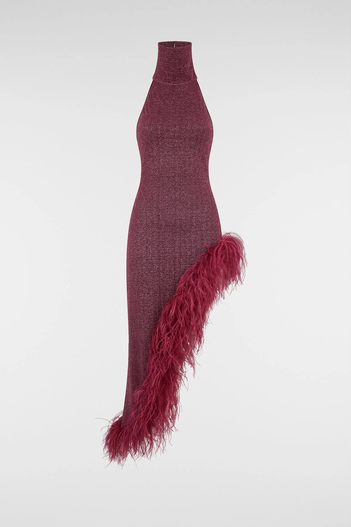 LUMIERE PLUMAGE TURTLE NECK DRESS AUBERGINE | لباس المرأة - Maison Clad