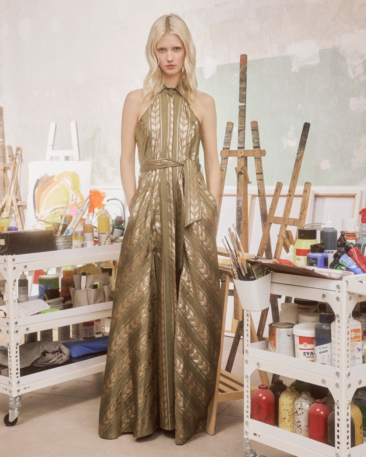 Maxi Dress Pylia Callisto Pesto| فستان نسائي - Maison Clad