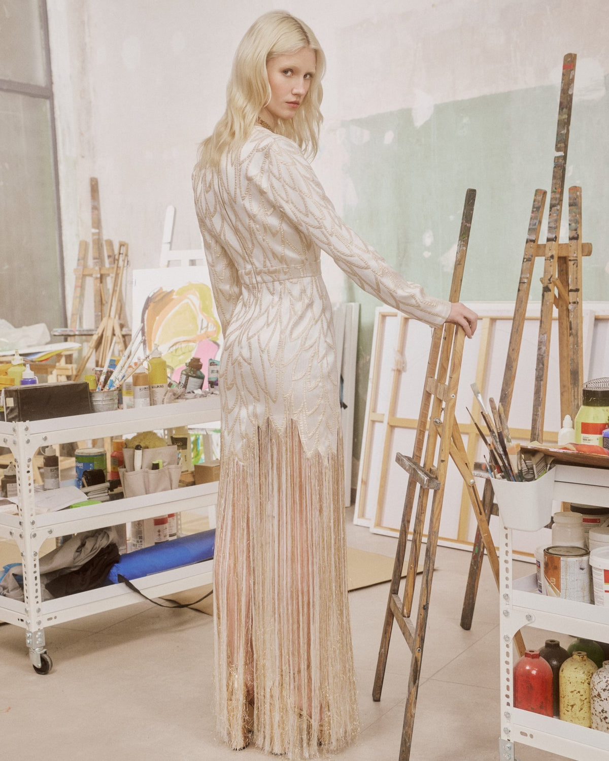 Maxi Dress Sapho Callisto Gold/ فستان نسائي - Maison Clad