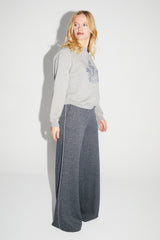 Chic Italian-Knitted Charlie Geo Blue Wide-Leg Trousers: Effortless Style, Ultimate Comfort