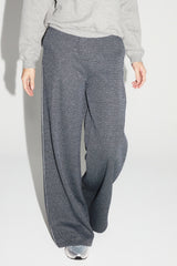 Chic Italian-Knitted Charlie Geo Blue Wide-Leg Trousers: Effortless Style, Ultimate Comfort