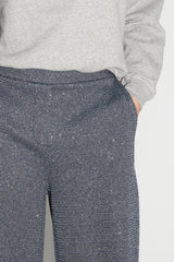 Chic Italian-Knitted Charlie Geo Blue Wide-Leg Trousers: Effortless Style, Ultimate Comfort