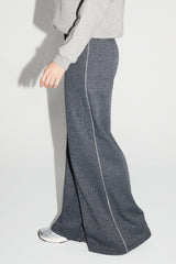 Chic Italian-Knitted Charlie Geo Blue Wide-Leg Trousers: Effortless Style, Ultimate Comfort