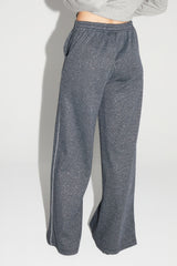 Chic Italian-Knitted Charlie Geo Blue Wide-Leg Trousers: Effortless Style, Ultimate Comfort