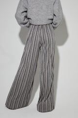 Elegant Charlie Striped Knit Trousers: Fluid, Wide Leg, Stretch, Italian Made