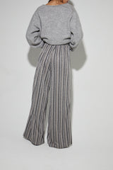 Elegant Charlie Striped Knit Trousers: Fluid, Wide Leg, Stretch, Italian Made