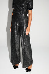 Sparkling Charlie Sequin Trousers: Wide Leg, Fluid Fit, Italian Elegance