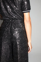 Sparkling Charlie Sequin Trousers: Wide Leg, Fluid Fit, Italian Elegance