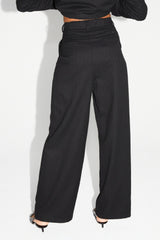 Astrid Black Sequin High-Waisted Wide-Leg Italian Knit Trousers for Women