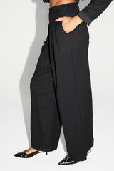 Astrid Black Sequin High-Waisted Wide-Leg Italian Knit Trousers for Women