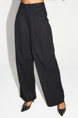 Astrid Black Sequin High-Waisted Wide-Leg Italian Knit Trousers for Women