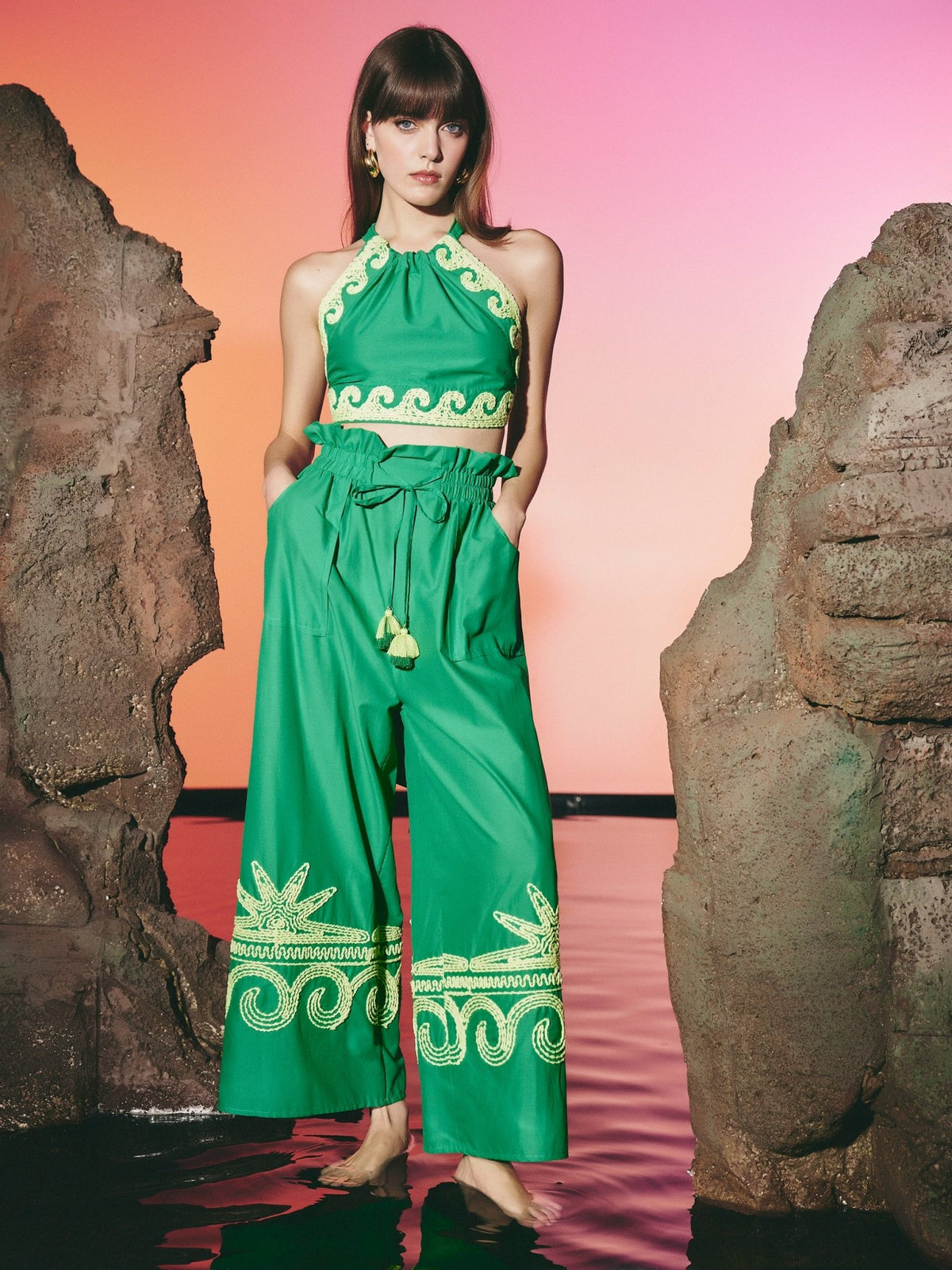 Sea Star CropTop Green | أعلى قميص المرأة - Maison Clad
