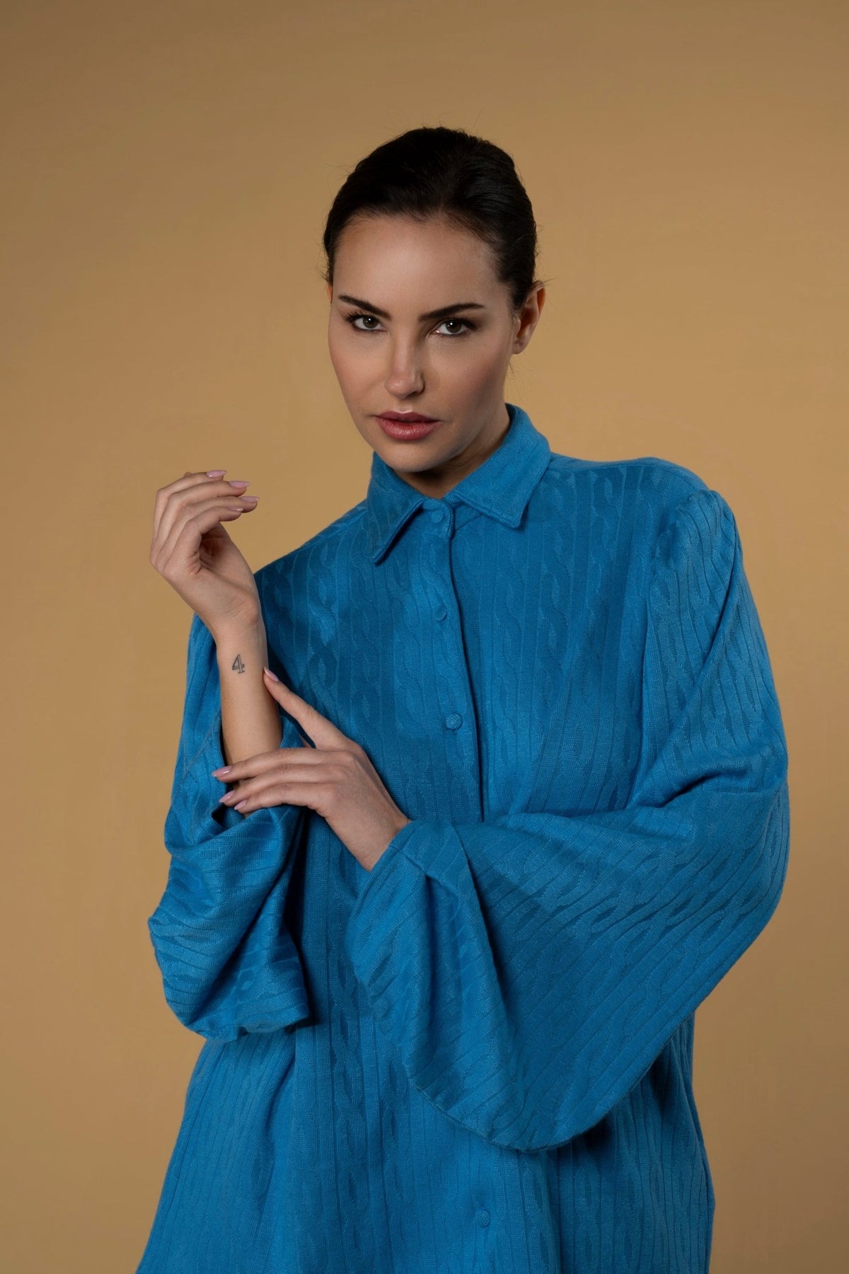 Shirt Curtis Knitwear Blue| بلوزة نسائية Curtis Knit Blue - Maison Clad