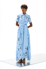 Shirt Dress Anafi Petunia Long Lace Althea Blue | فستان نسائي - Maison Clad