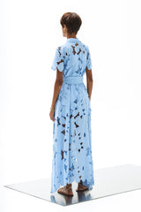 Shirt Dress Anafi Petunia Long Lace Althea Blue | فستان نسائي - Maison Clad