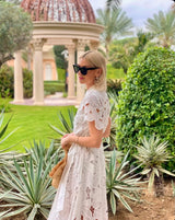 Shirt Dress Anafi Petunia Long Lace Althea White | فستان نسائي - Maison Clad