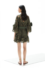 Shirt Dress Xanthippe Petunia Short Lace Althea Pesto | فستان نسائي - Maison Clad