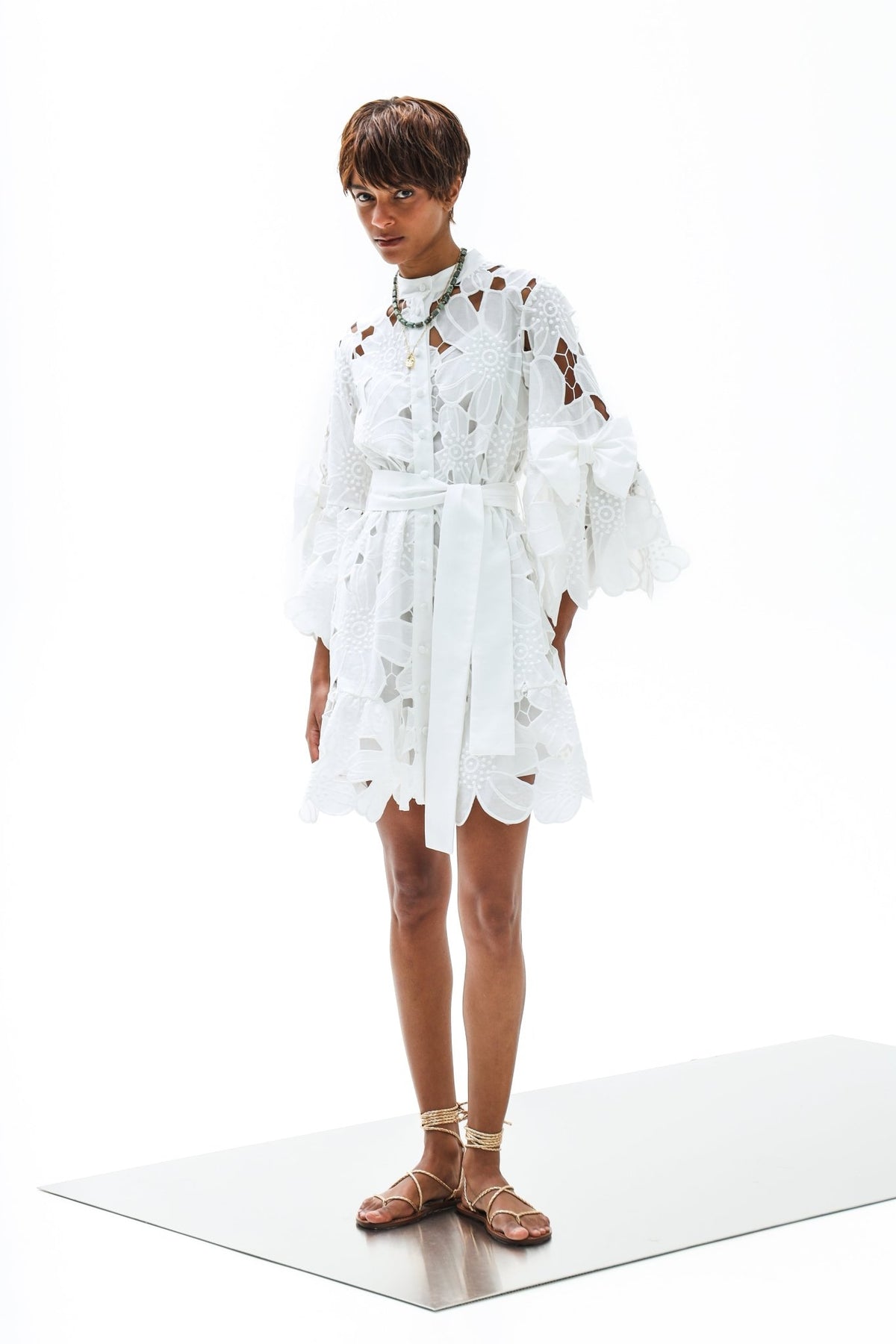 Shirt Dress Xanthippe Petunia Short Lace Althea White | فستان نسائي - Maison Clad