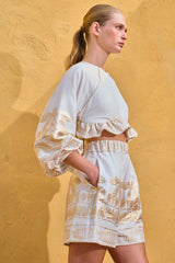 Shirt Luxury frills GAIA Gold Pattern Off White |قميص GAIA - Maison Clad