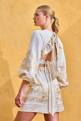 Shirt Luxury frills GAIA Gold Pattern Off White |قميص GAIA - Maison Clad