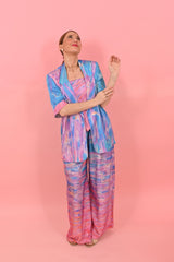 Short Sleeves Cleo Jacket Sunrise Gradient Pink Blue| بلوزة نسائية - Maison Clad