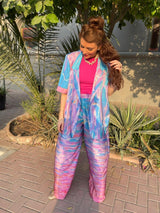 Short Sleeves Cleo Jacket Sunrise Gradient Pink Blue| بلوزة نسائية - Maison Clad