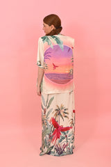 Skirt Arty Parrots Off White | تنورة - Maison Clad