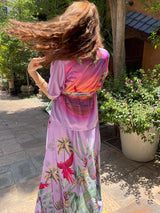 Skirt Arty Parrots Purplel | تنورة - Maison Clad