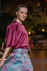 Skirt Lolli Jacquard Burgundy Astrology| تنورة Lolli - Maison Clad