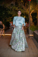 Skirt Lolli Jacquard Light Green Astrology| تنورة Lolli - Maison Clad