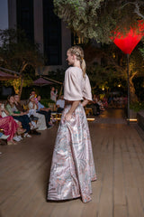 Skirt Lolli Jacquard Pink Astrology| تنورة Lolli - Maison Clad