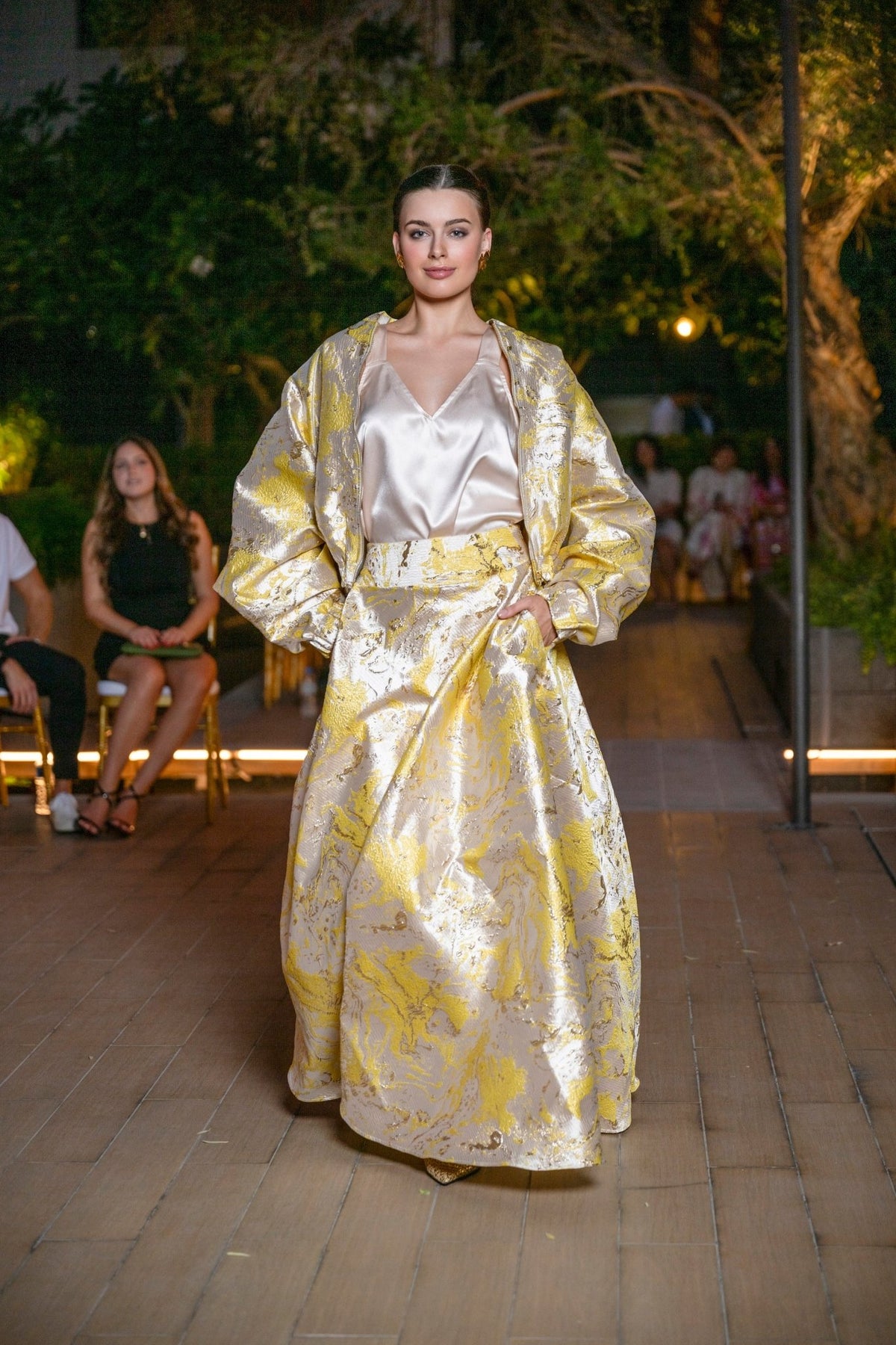 Skirt Lolli Jacquard Yellow Gold Astrology| تنورة Lolli - Maison Clad