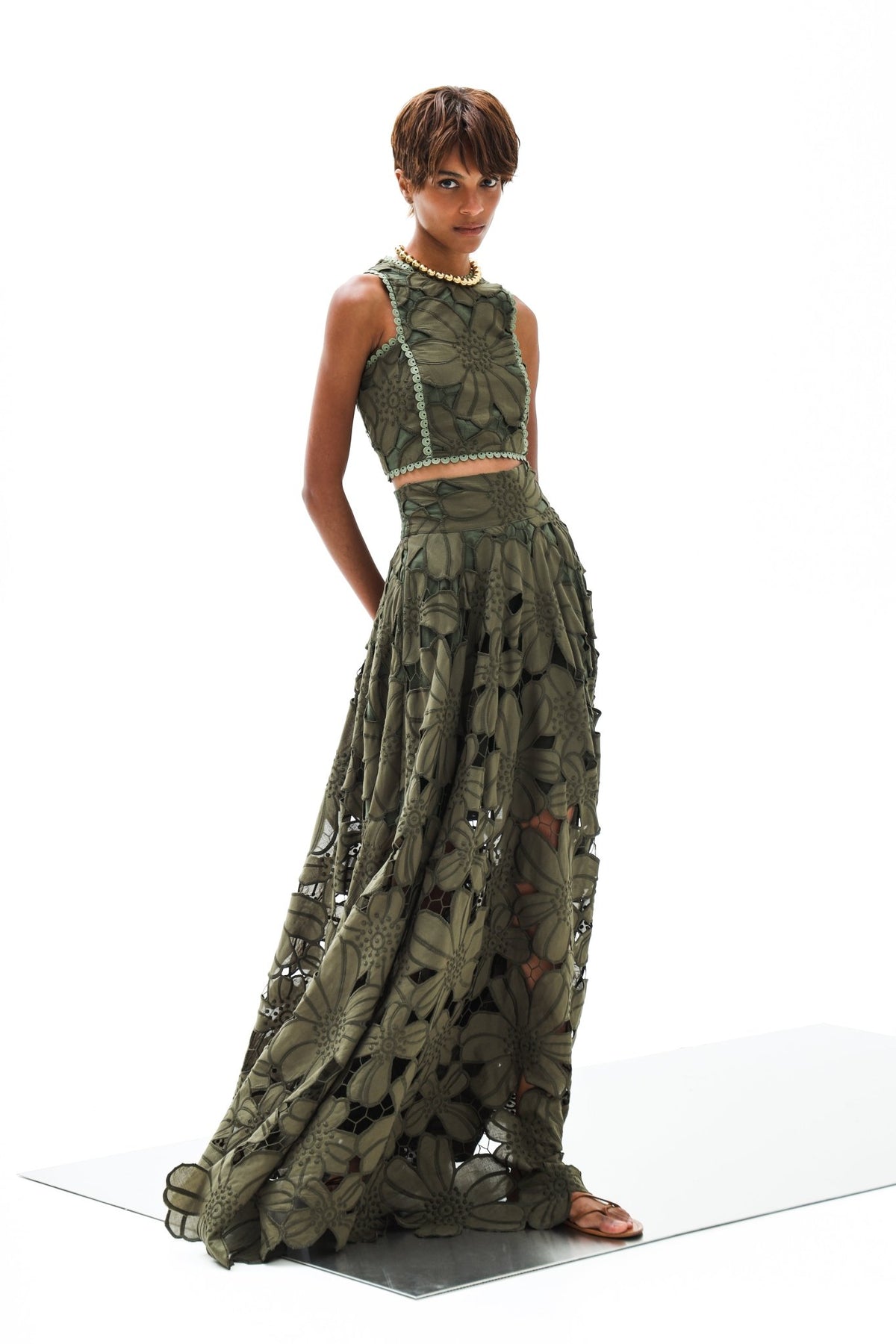 Skirt Petunia Maxi Calisto Althea Pesto | تنورة نسائية - Maison Clad