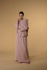 Skirt Slitty Knit Pink Blush |تنورة Slitty Pink Blush - Maison Clad