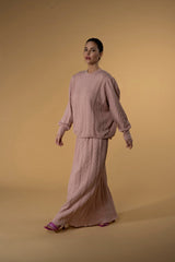 Skirt Slitty Knit Pink Blush |تنورة Slitty Pink Blush - Maison Clad