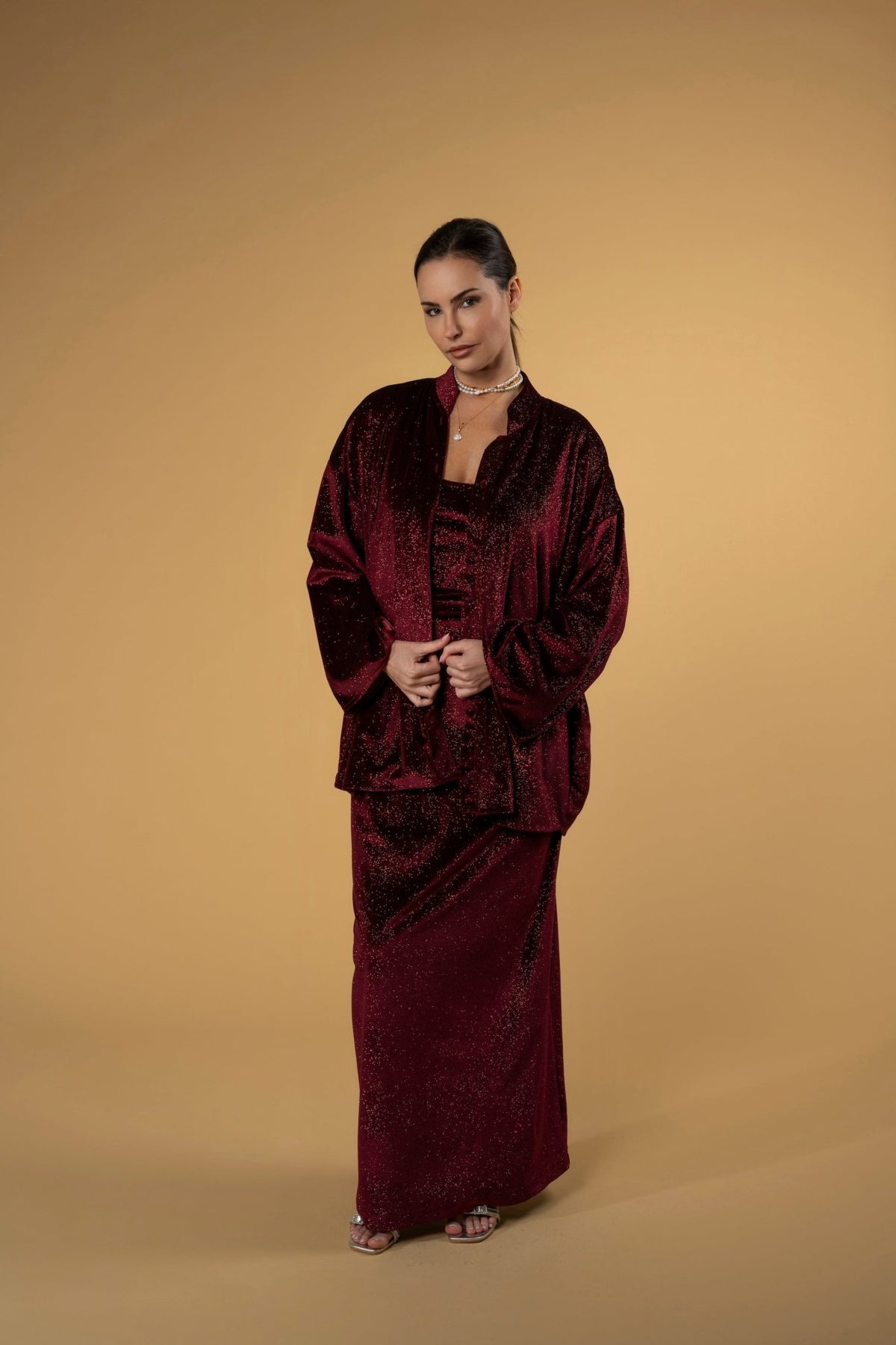 Straps Dress Dalvina Shimmers Velvet |فستان Dalvina Shimmers Velvet - Maison Clad