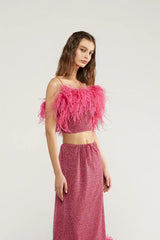 LUMIERE PLUMAGE TOP RASPBERRY | قميص علوي نسائي