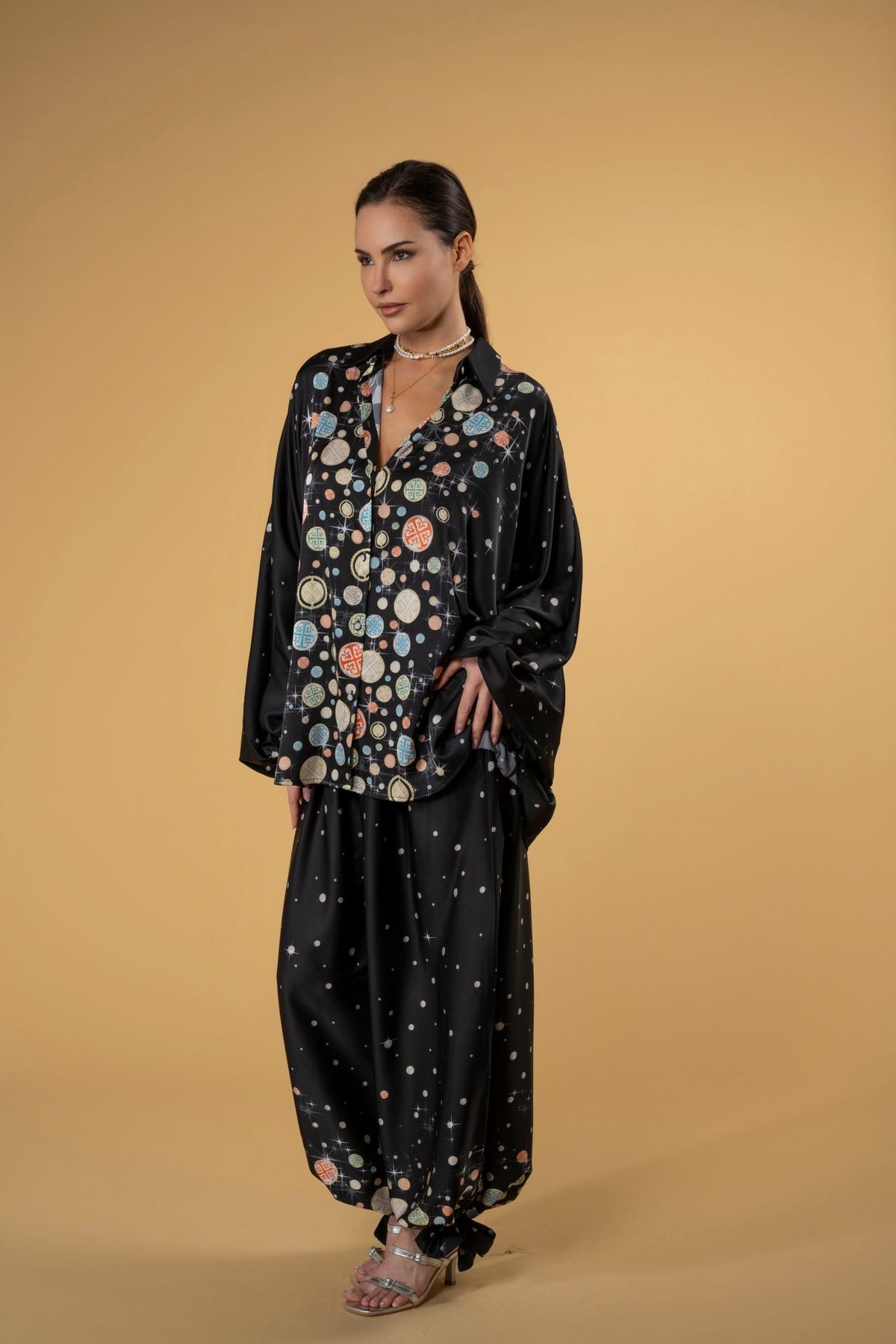 Trouser Bow Sarouel Lace Black |سروال Bow - Maison Clad