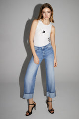 Trouser Denim Kate Straight Blue |سروال Denim Straight - Maison Clad