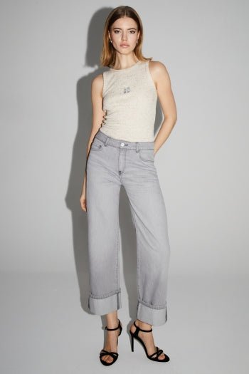 Trouser Denim Kate Straight Light Grey |سروال Denim Straight - Maison Clad