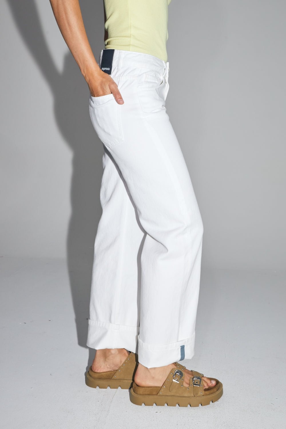 Trouser Denim Kate Straight White |سروال Denim Straight - Maison Clad